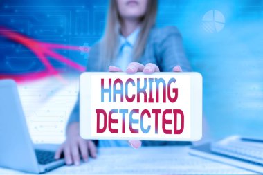 Kavramsal görüntü hackleme algılandı. İlişkilerden ödün vermek isteyen faaliyetler hakkında yazılan sözcük, Ofiste Oturan İş Kadını 'nın Fütürist Fikirleri Göstermesi.