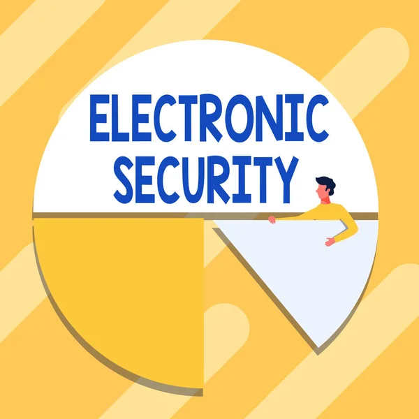 Inspiration visar tecken Elektronisk säkerhet. Business idea electronic equipment that perform security operations Man Drawing Holding Pie Diagram Visar grafisk design. — Stockfoto