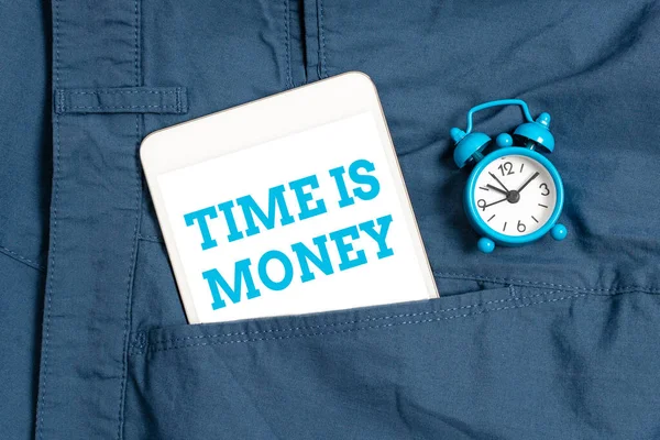 Rukopis Time Is Money. Obchodní přístup čas je cenný zdroj Dělat věci tak rychle, jak je to možné Myšlení nových jasných nápadů Obnovení tvořivosti a inspirace — Stock fotografie