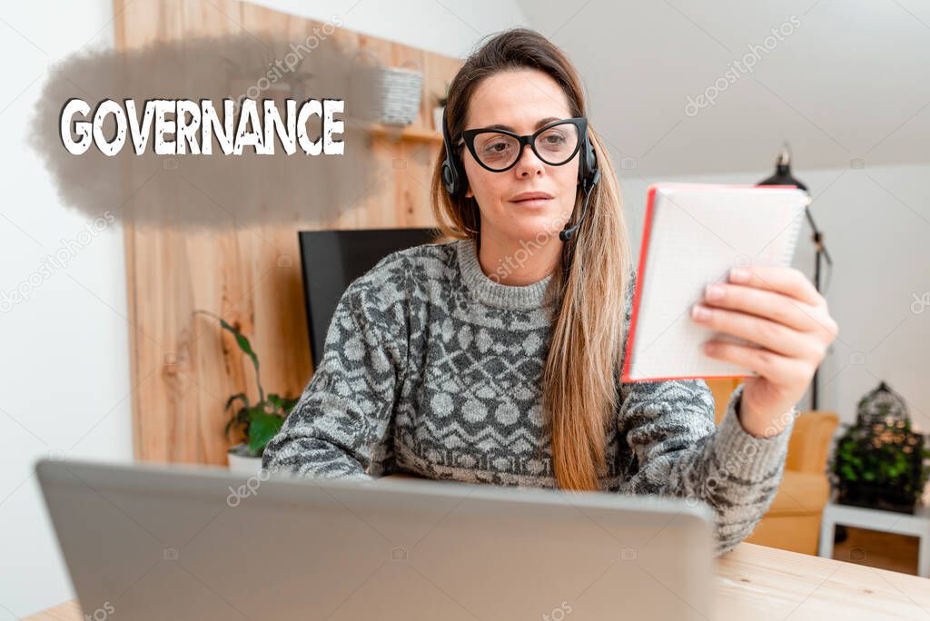 Handwriting text Governance. Business concept exercised in handling an economic situation in a nation Abstract Writing New Blog Content, Reading Online Articles And News