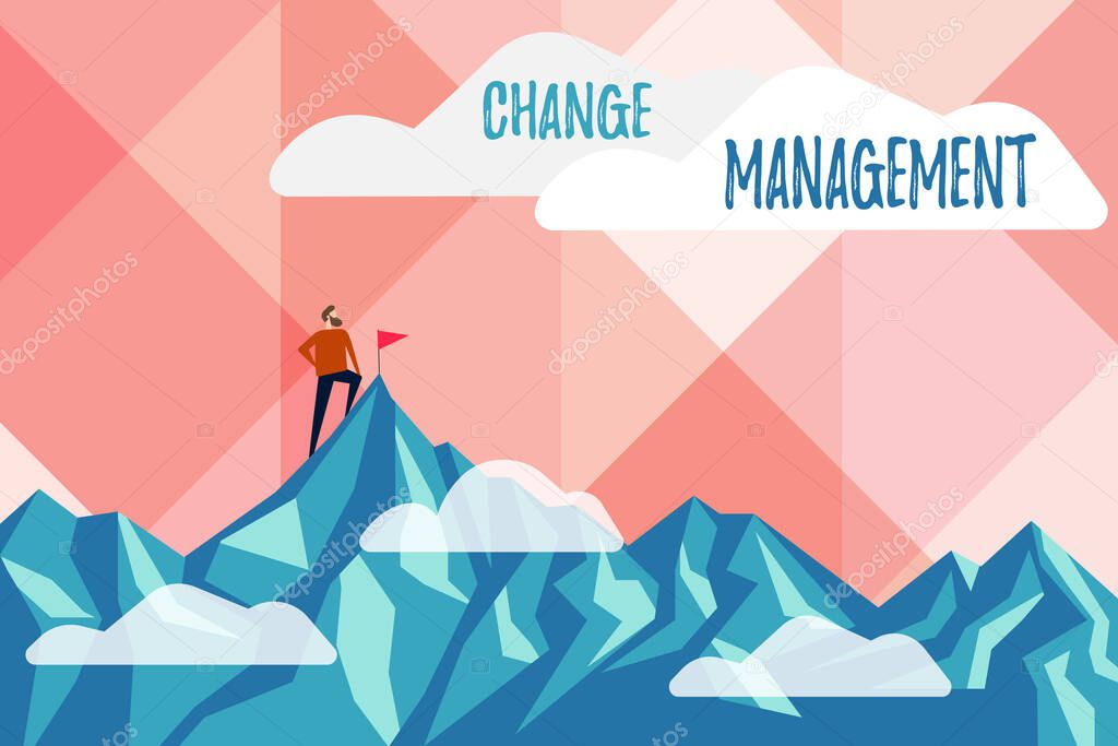 Text caption presenting Change Management. Business showcase development within a business or similar organization Abstract Reaching And Achieving Goal, Result Of Hard Work Concepts