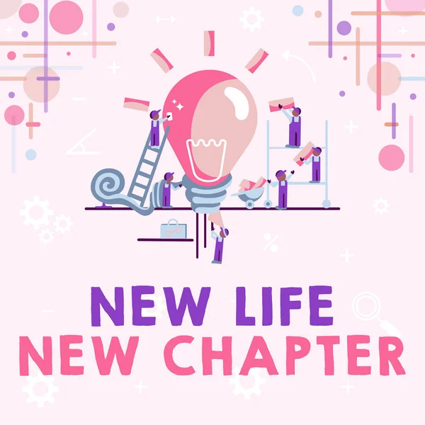 Texto de caligrafia New Life New Chapter. Word Written on modification of brand or business Change opportunities Abstract Trabalhando juntos para melhores resultados, conceito de esforço de grupo — Fotografia de Stock