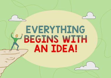 Kavramsal görüntü Her şey bir fikirle başlar. İş genel değerlendirmesi, Atletik Adam illüstrasyonunu Dağ 'ın Bulutlara tırmanma başarısıyla gurur duyacağı eylemlerle gerçek olabilir..