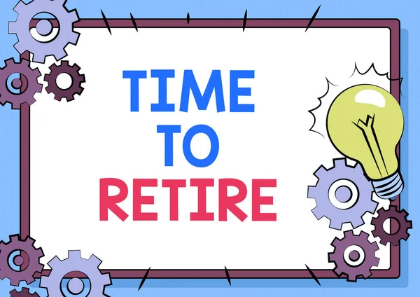 Text sign showing Time To Retire. Business showcase bank savings account, insurance, and pension planning Fixing Old Filing System, Maintaining Online Files, Removing Broken Keys — Stock Photo, Image