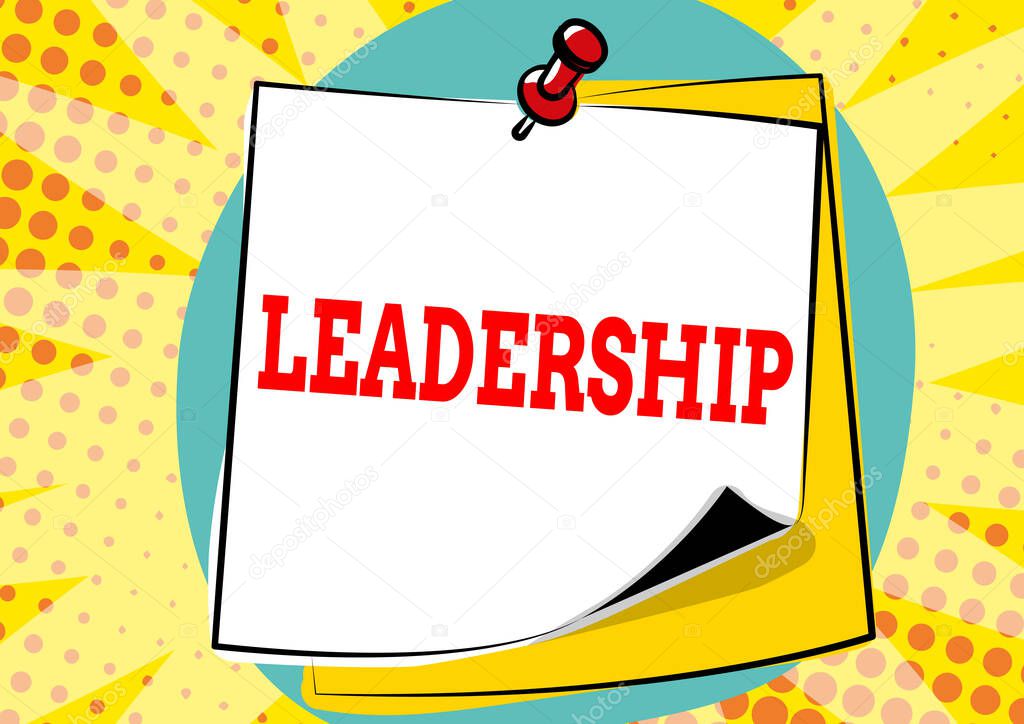 Hand writing sign Leadership. Internet Concept art of motivating to act toward achieving a common goal Colorful Message Presentation Ideas, Sticky Notes Message Reminder