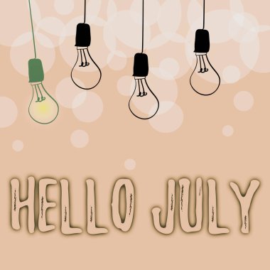 Merhaba July 'yi sunan metin başlığı. Farklı Fikirleri Gösteren Farklı Fikirler, Işıklar Entelektüel Konsepti Sunar