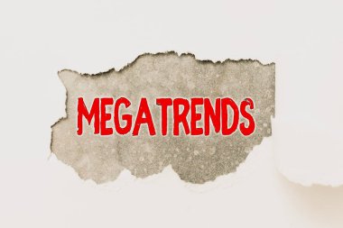 Megatrends işaretini gösteren ilham. Yeni Yazı Kavramları Düşünerek, Yazarları Engelleyerek, Davranış Hareketi ve Çevreyle İlgili Küresel Modelleri Kavramsallaştır
