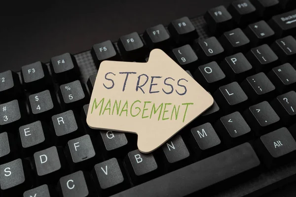 Conceptual caption Stress Management. Business showcase method of limiting stress and its effects by learning ways Creating Social Media Comment Message, Typing Fun Questions And Answers — Stock Photo, Image