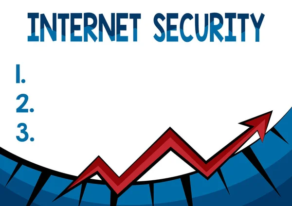 Skriv under på Internet Security. Business overview process to protect against attacks over the Internet Abstract Graph Presentera framsteg, gå framåt och förbättra konceptet — Stockfoto