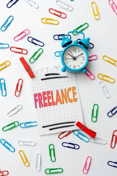 Text showing inspiration Freelance. Word Written on working at different firms rather than being permanently Creative Home Recycling Ideas And Designs Concepts Time Management — Stock Photo, Image