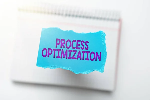 Sign displaying Process Optimization. Business idea improves the processes and takes them to a high level Thinking New Writing Concepts, Breaking Through Writers Block — ストック写真