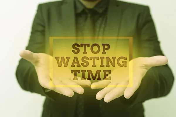 Visualizzazione concettuale Stop Wasting Time. Concetto aziendale Organizzare il programma di gestione consente di farlo Iniziare ora Presentare nuovi piani e idee Dimostrare processo di pianificazione — Foto Stock