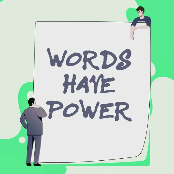 Handwriting text Words Have Power. Business overview essential tools individuals use to communicate and learn Typing And Filing Office Documents, Creating Work Related Files — Stok Foto