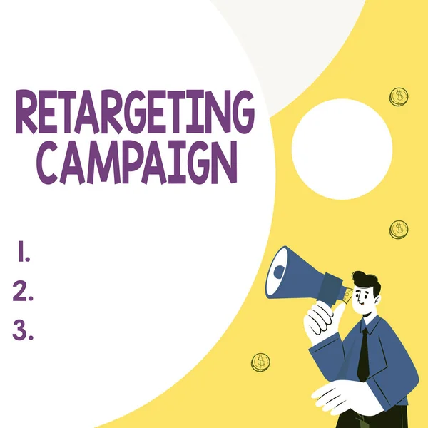 Hand writing sign Retargeting Campaign. Word for targetconsumers based on their previous Internet action Abstract Displaying Different Typing Method, Keyboard Data Processing — Stockfoto