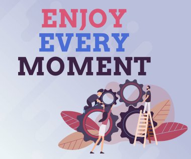 Her anın tadını çıkar ilhamını gösteren bir mesaj. İş konsepti, kişisel gelişim için olumlu düşünmeye devam ediyor Soyut Yardım Toplumu, Toplumun Birlikte Çalışması Konsepti