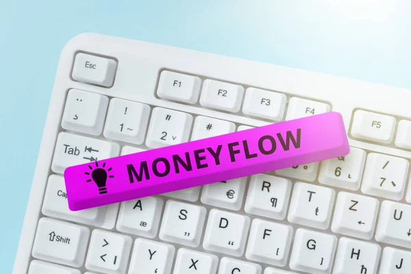 Inspiration showing sign Money Flow. Business concept it is an indicator of positive or negative in a current day Typing And Publishing Descriptions Online, Writing Informative Data — Φωτογραφία Αρχείου