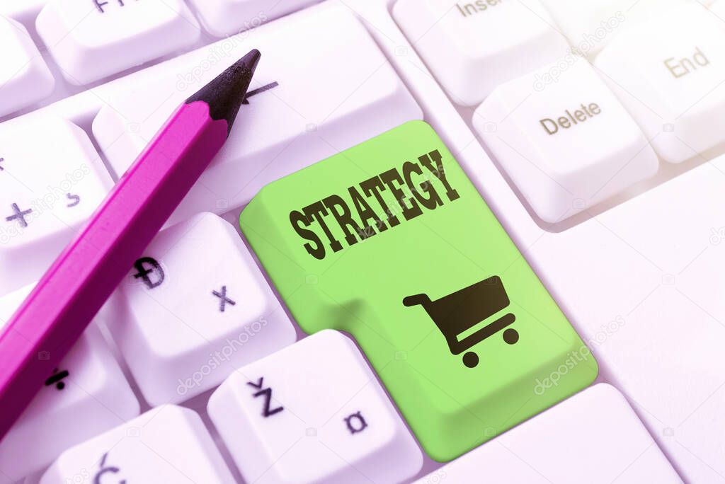 Sign displaying Strategy. Conceptual photo action plan or strategy designed to achieve an overall goal Creating New Word Processing Program, Fixing Complicated Programming Codes