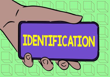 Kavramsal görüntü tanımlaması. Ekranda Yeni Teknoloji Gösteren Yetişkin El Resimleri Tutma Mobili 'ni tanımlamak için bir eylem ya da prosedür sözcüğü.