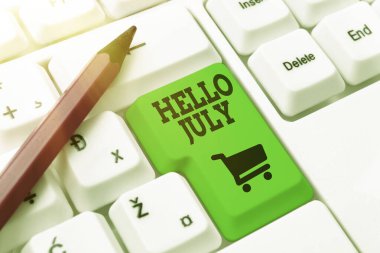 Merhaba July 'yi sunan metin başlığı. Yeni Kelime İşleme Programı 'nın oluşturulması, Karmaşık Programlama Kodlarının Düzeltilmesi, yaklaşan tatil ayı için heyecan ifadesi