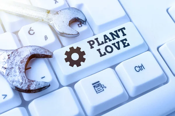 Conceptual display Plant Love. Business overview a symbol of emotional love, care and support showed to others Publishing Typewritten Fantasy Short Story, Typing Online Memorandum — 图库照片