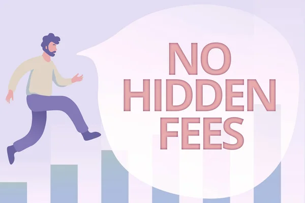 Cartel que muestra No Hidden Fees. escaparate de negocios sin o cero cargo bancario, cargo por servicio o extras Códigos de programación de depuración, ejecución y prueba de nuevo programa de computadora — Foto de Stock