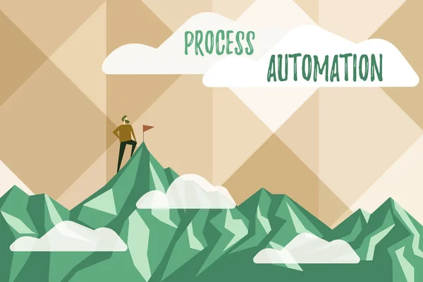 Sign displaying Process Automation. Concept meaning the use of technology to automate business actions Abstract Reaching And Achieving Goal, Result Of Hard Work Concepts — Zdjęcie stockowe