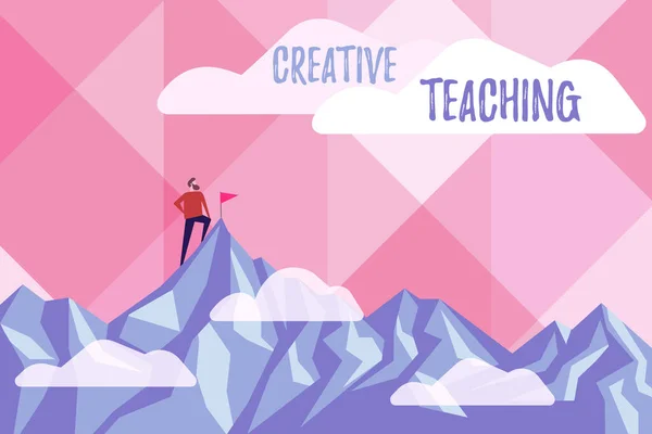 Pisanie wyświetlania tekstu Creative Teaching. Biznes pomysł akt coachingu w nowatorski sposób, który promuje wzrost Abstrakcyjny Osiągnięcie i osiągnięcie celu, Rezultat koncepcji ciężkiej pracy — Zdjęcie stockowe