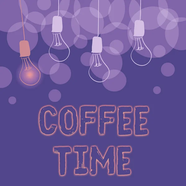 Text showing inspiration Coffee Time. Business concept a chosen period when a cup of coffee is served and drunk Abstract Displaying Different Ideas, Lights Presenting Intellect Concept — Stockfoto