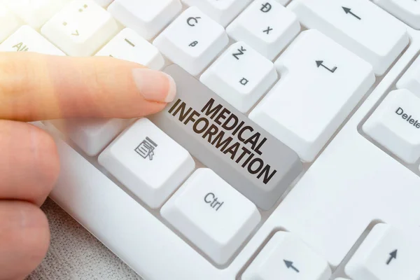 Conceptual display Medical Information. Business idea Healthrelated information of a patient or a person Abstract Typing Presentation Message, Retyping New Email Password — Stockfoto