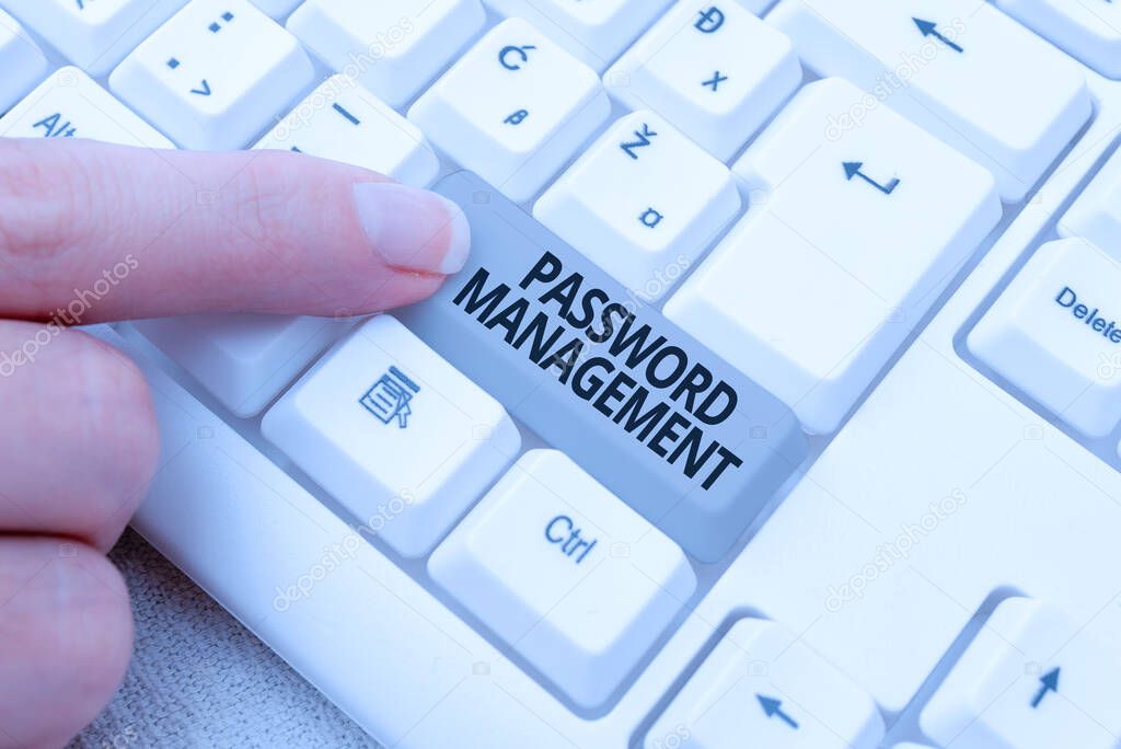 Text showing inspiration Password Management. Word Written on software used to help users better manage passwords Abstract Typing Presentation Message, Retyping New Email Password