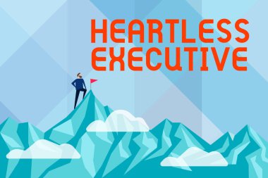 Metin başlığı Kalpsiz Yönetici 'yi sunar. İş konsepti çalışma arkadaşı empati eksikliği ya da şefkat göstererek Soyut Ulaşım ve Ulaşım Hedefleri, Sıkı Çalışmanın Sonuçları