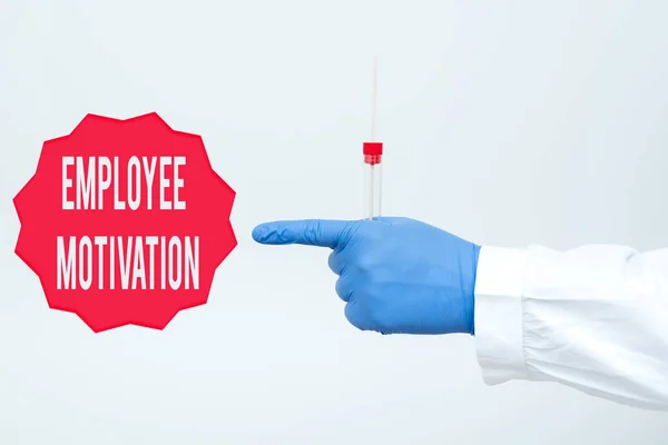 Writing displaying text Employee Motivation. Business idea Energy that a company s is workers bring to their jobs Researcher Displaying Virus Prevention Method, New Infection Cure Ideas — 图库照片