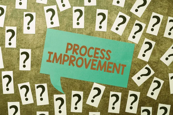 Text showing inspiration Process Improvement. Business overview ongoing effort to improve products services or processes Questioning Uncertain Thoughts, Discussing Unresolve Problems — Stockfoto