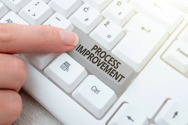 Inspiration showing sign Process Improvement. Business idea ongoing effort to improve products services or processes Abstract Typing Presentation Message, Retyping New Email Password — Stockfoto