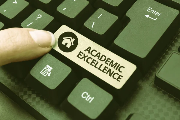 Text caption presenting Academic Excellence. Business idea Achieving high grades and superior performance Typing New Blog Contents, Writing Movie Scripts, Creating Computer Codes — 图库照片