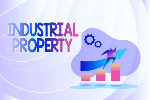 Texto que muestra inspiración Propiedad Industrial. Idea de negocio la propiedad intangible de una marca registrada o una patente Imagen colorida que muestra progreso, liderazgo abstracto y avance — Foto de Stock