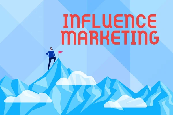 Logga in för att visa Influence Marketing. Internet Concept Att använda viktiga ledare för att driva ett varumärke s är budskap till marknaden Sammanfattning Nå och uppnå mål, Resultat av hårt arbete Begrepp — Stockfoto