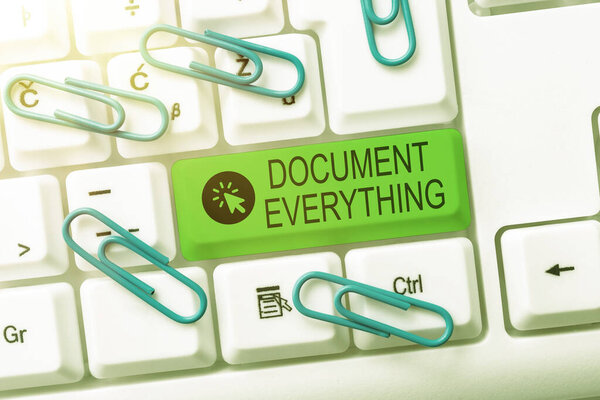 Conceptual display Document Everything. Business approach computer file that contains text that you have written Typing Difficult Program Codes, Writing New Educational Book