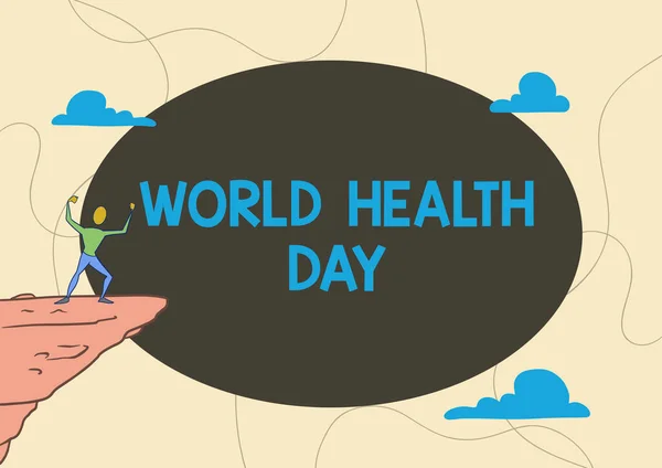 세계 보건의 날 (World Health Day) 은 다음을 가리킨다. 매년 4 월 7 일에는 세계 보건 인식의 날을 기념하여 이벤트를 열었다.. — 스톡 사진