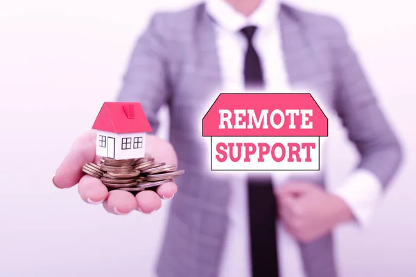 Text caption presenting Remote Support. Business idea type of secure service, which permits representatives to help Real Estate Agent Selling New Property, Architect Giving House Building Tip — Stock Photo, Image