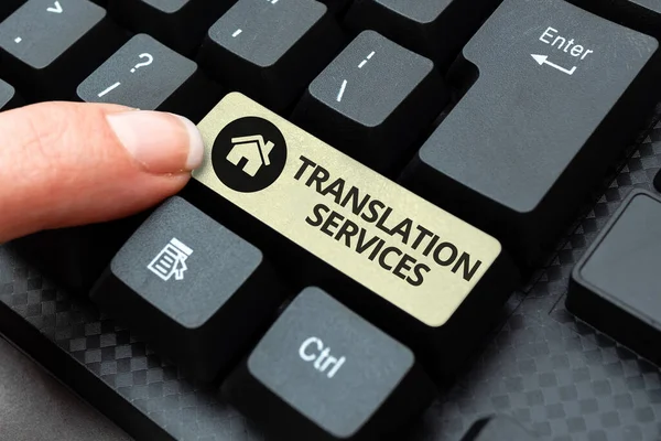 Inspiration showing sign Translation Services. Conceptual photo organization that provide showing to translate speech Typing New Blog Contents, Writing Movie Scripts, Creating Computer Codes