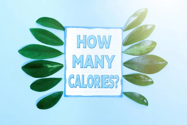 Handwriting text How Many Calories Question. Word for asking how much energy our body could get from it Nature Theme Presentation Ideas And Designs, Displaying Renewable Materials