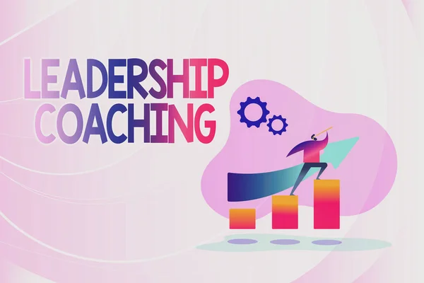 Έμπνευση δείχνει σημάδι Ηγεσίας Coaching. Word Written on individualized process that build a leader s is capacity Πολύχρωμη Εμφάνιση προόδου εικόνας, Αφηρημένη οδηγώντας και προχωρώντας μπροστά — Φωτογραφία Αρχείου