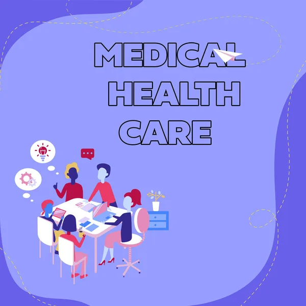 Inspiration showing sign Medical Health Care. Business concept restoration of our physical and mental wellbeing Entering Office Worksheet Data, Listing Registered Online Members — Stock Photo, Image