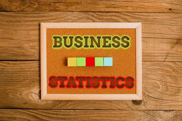 Text caption presenting Business Statistics. Business approach Science of intelligent decision making in the business Stack of Sample Cube Rectangular Boxes On Surface Polished With Multi-Colour — Stock Photo, Image
