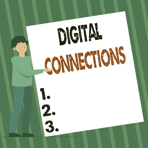 手書き署名デジタル接続。ビジネスは探検し、関係を構築するためのオンライン方法を紹介します。. — ストック写真
