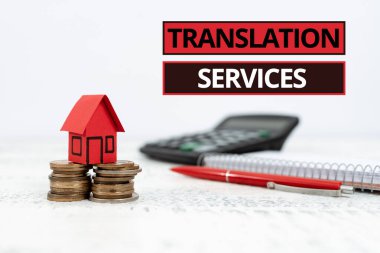 Inspiration showing sign Translation Services. Concept meaning organization that provide showing to translate speech Selling Land Ownership, Investing On New Property, Creating Sale Contract clipart
