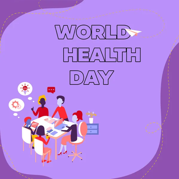 Texte indiquant la Journée mondiale de la santé. Mot pour Journée mondiale de sensibilisation à la santé célébrée chaque année le 7 avril Entrée en fonction Feuille de travail Données, Liste des membres inscrits en ligne — Photo