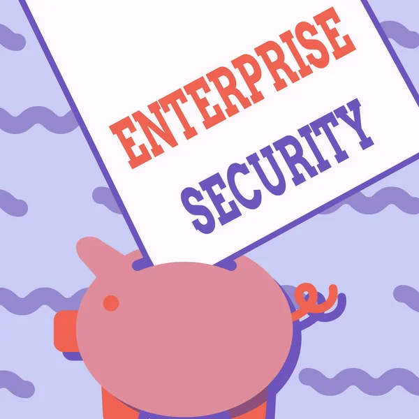 Inspiration visar tecken Enterprise Security. Internet Concept minskar risken för obehörig tillgång till data Piggy Bank Ritning med stora pappersark fastnat i hålet. — Stockfoto
