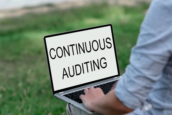 Inspiration showing sign Continuous Auditing. Concept meaning Internal process that examines accounting practices Voice And Video Calling Capabilities Connecting People Together